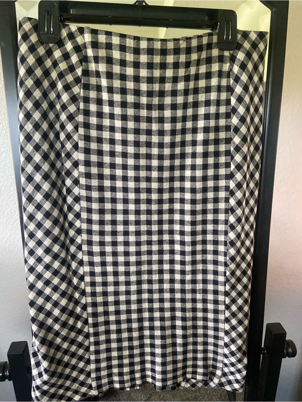 J. Jill Black and White Gingham Pencil Skirt